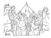 coloriage barbie et les 3 mousquetaires a cheval